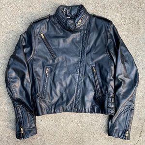 Vintage 80s Wilson’s Black Leather Jacket Korea Women’s 6 (A)